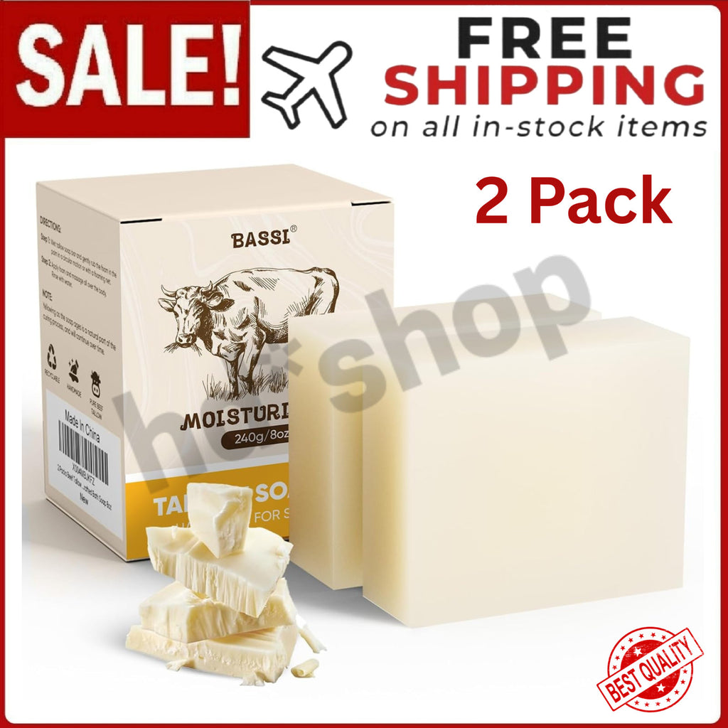 Beef Tallow Soap Bar 2 Pack - Natural Moisturizing Handmade Facial & Body Soap