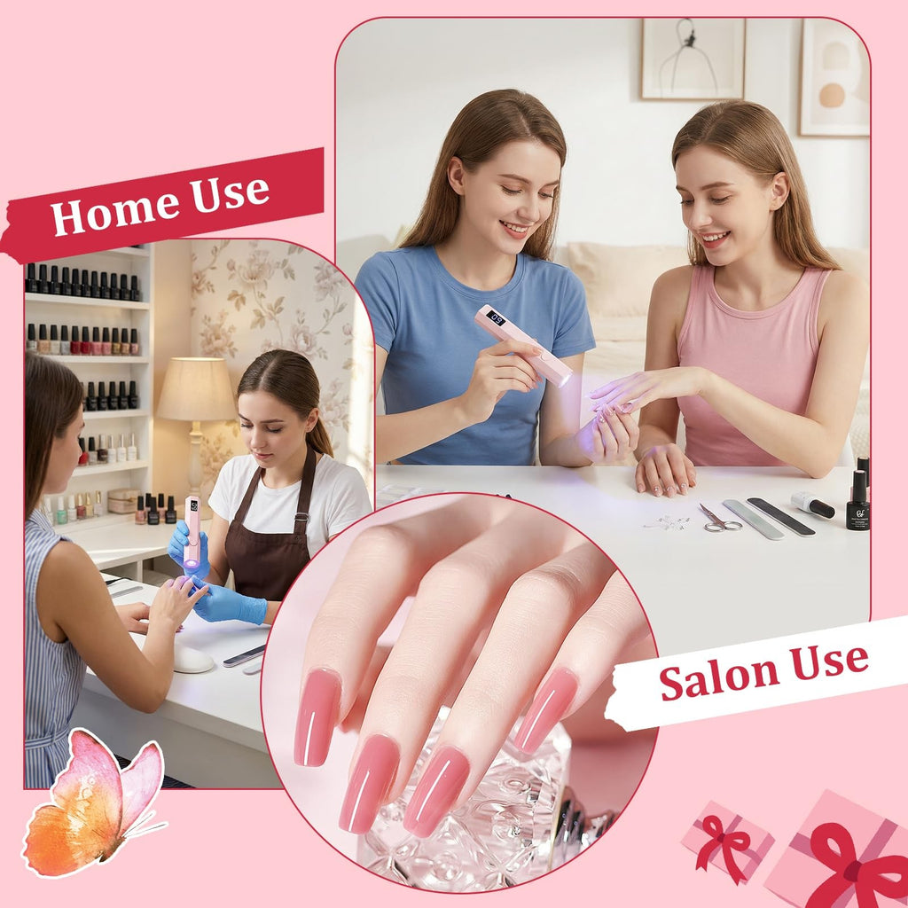 Handheld UV Nail Light for Gel Nails Mini Flash Cure Lamp Pink