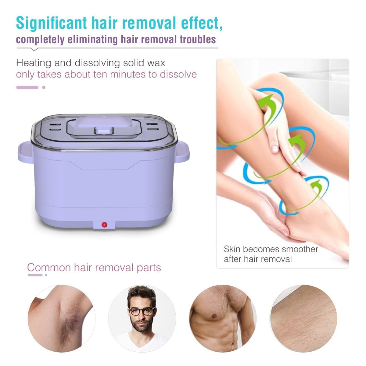Foldable Silicone Wax Warmer Hair Removal Kit Travel Home Waxing Device 500ml