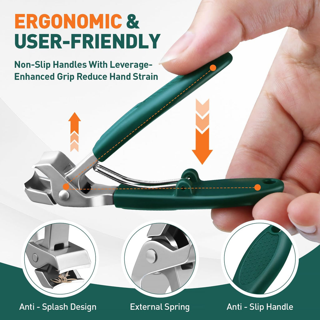 Senior Nail Clippers Set with Upgraded Angled Head & Thick Nail Cutter