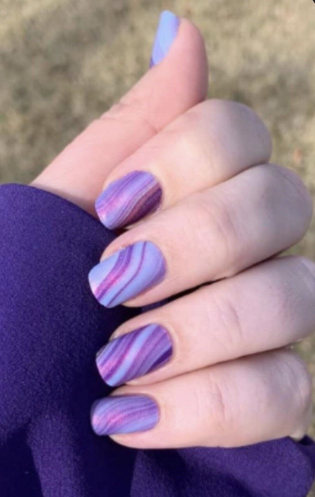 Purple Nail Polish Strips Ultraviolet Agate Shimmer Manicure Set