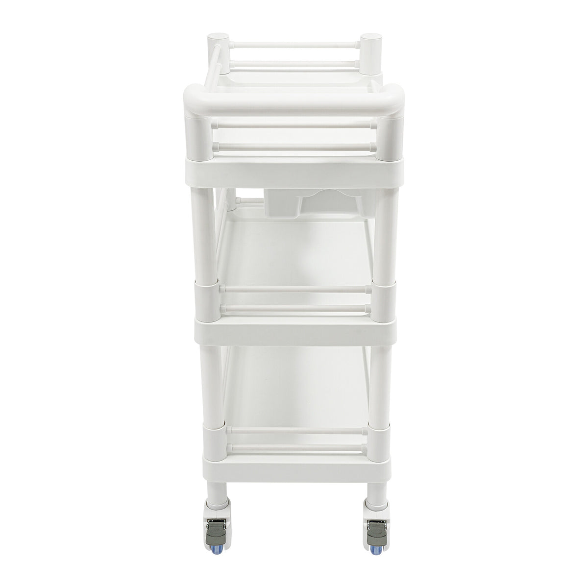 Salon Mobile Storage Cart with 3 Shelves and 2 Garbage Bins - White