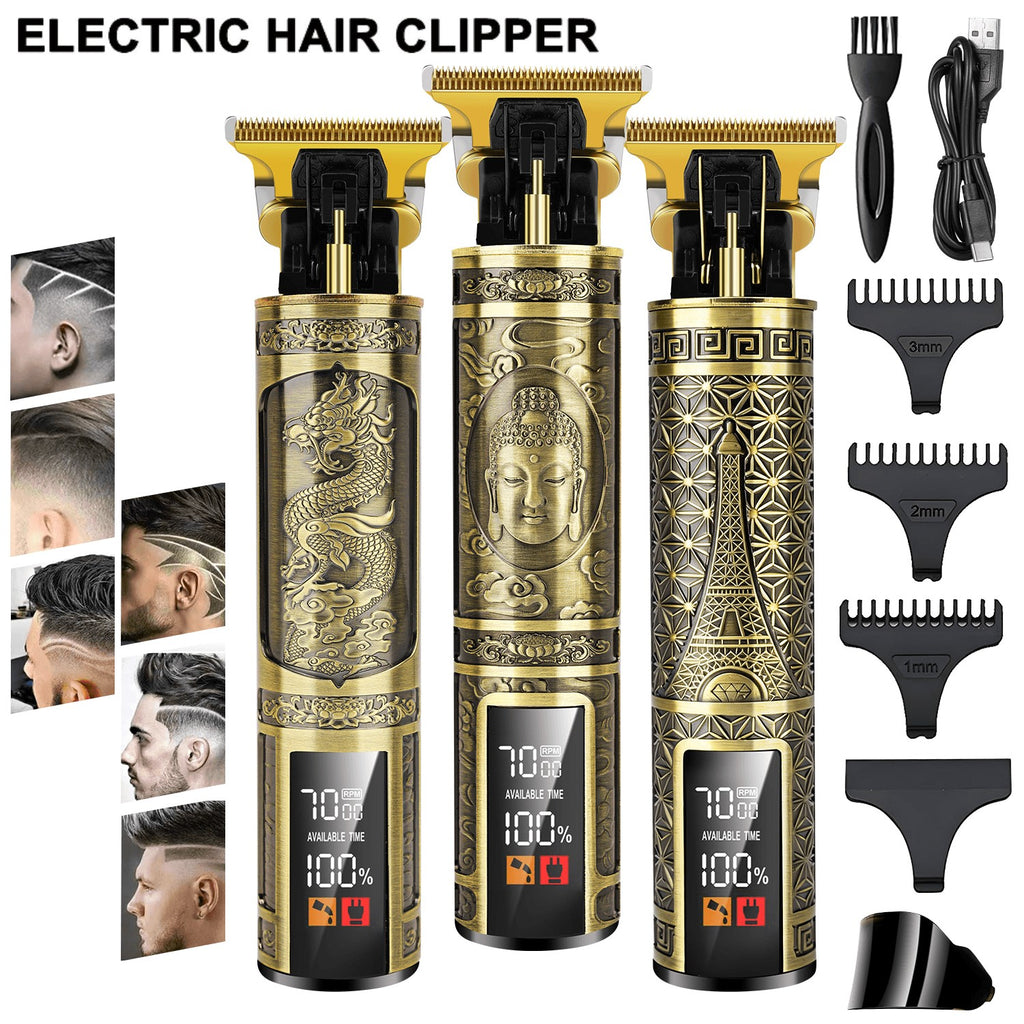 Cordless Professional Hair Clippers for Men with LCD Display & Multiple Attachments