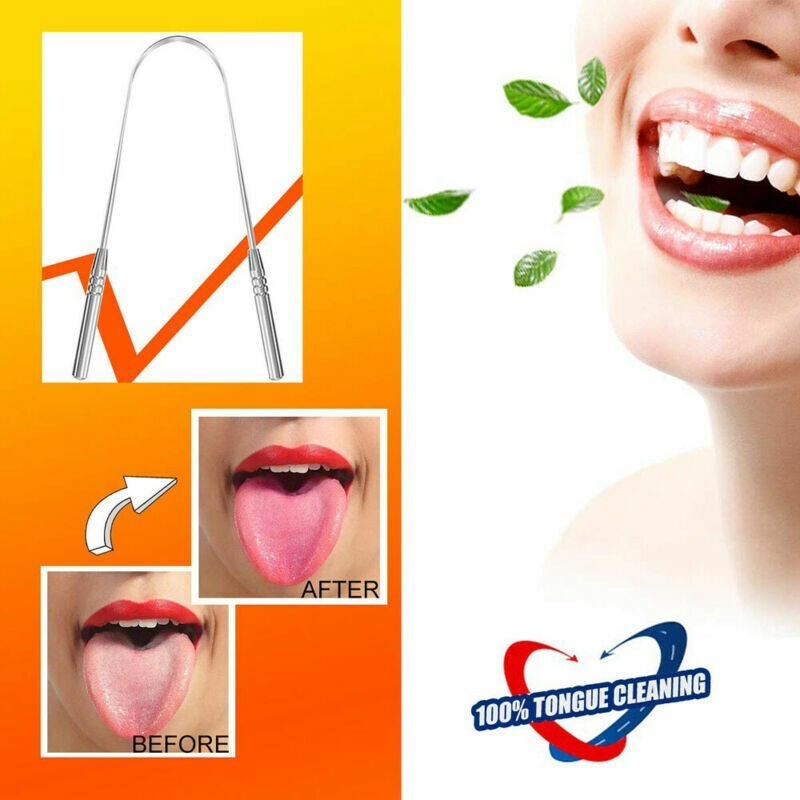 4 Pack Stainless Steel Tongue Scrapers - Oral Hygiene Cleaners for Fresh Breath