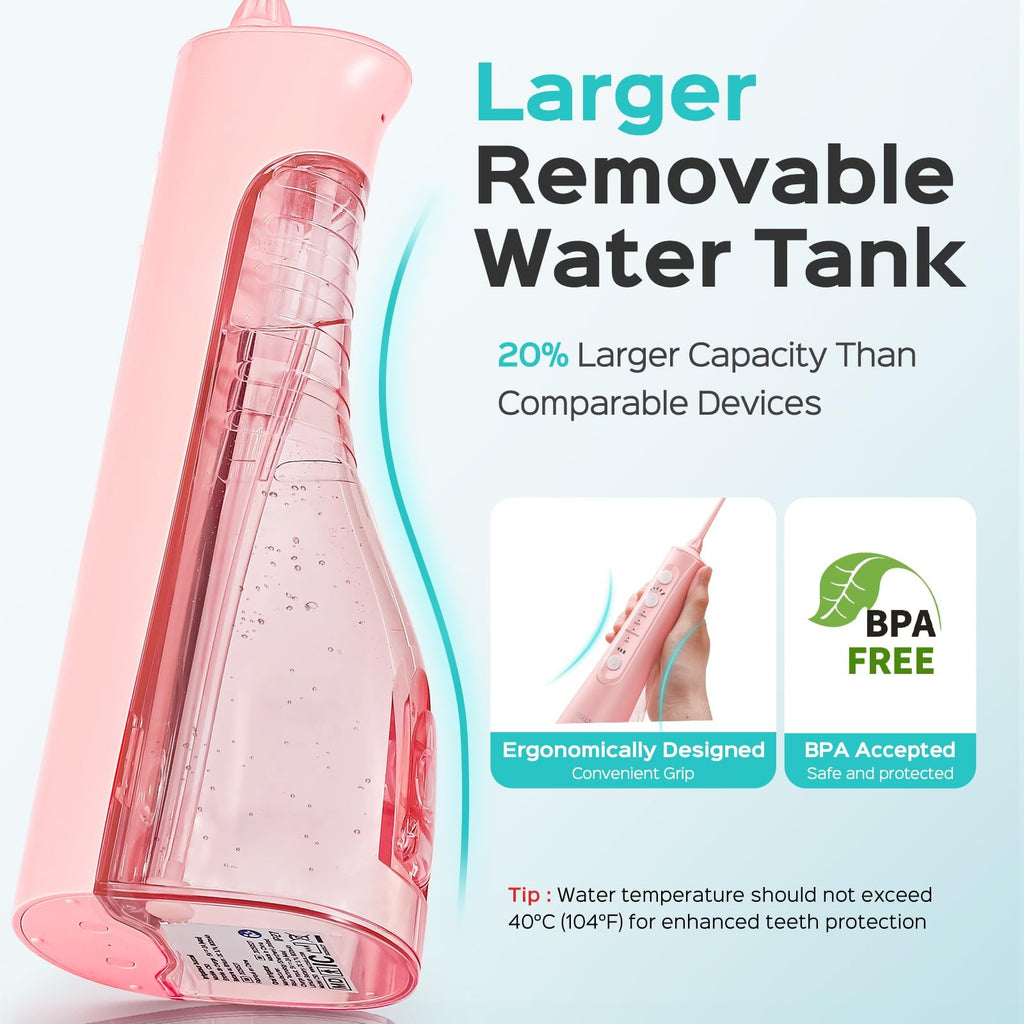 Water Dental Flosser with 4 Modes 5 Intensity Levels Pink - Oral Care Device