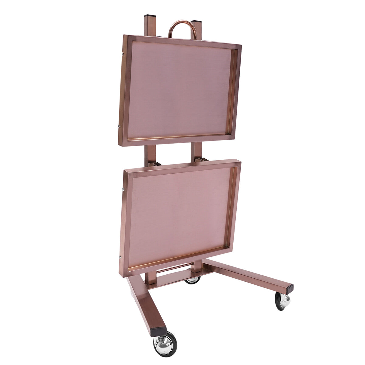Salon Folding Rolling Trolley Cart with 2 Storage Trays for Barber Shop