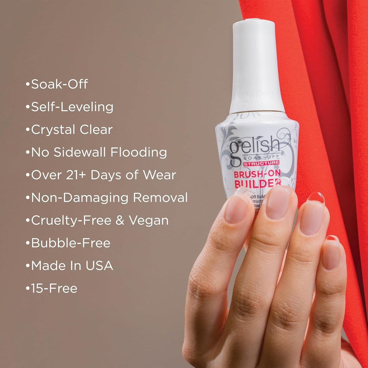 Brush-On Builder Gel for Nails - Clear, 0.5 oz, Fast Curing & Strong