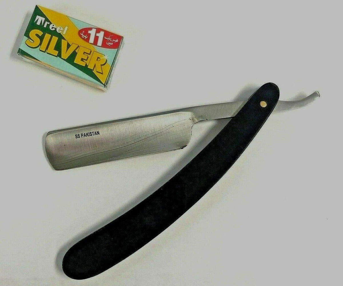 Barber Salon Straight Shaving Razor with 11 Derby Blades - Beard & Throat Cutthroat Shavette