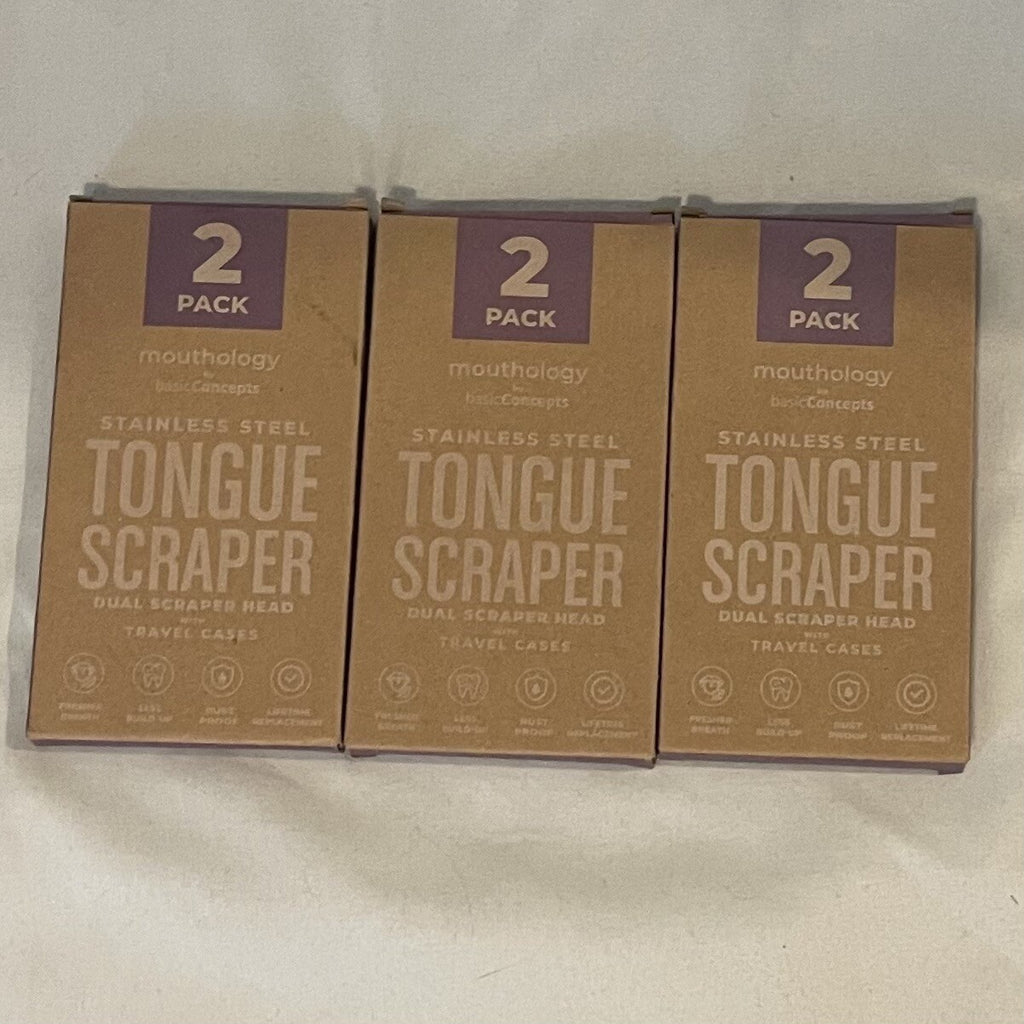Stainless Steel Tongue Scrapers 3-Pack with Travel Cases - Improve Oral Hygiene