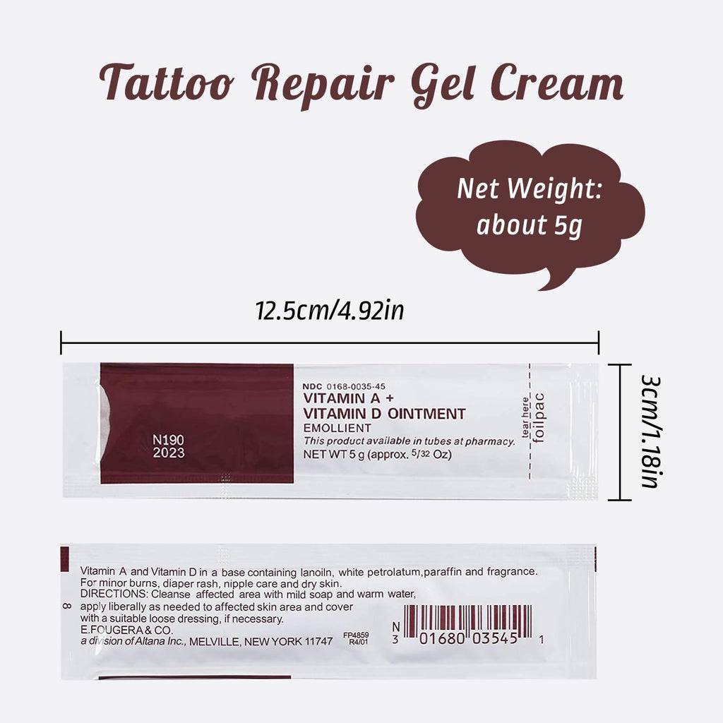 Tattoo Aftercare Gel Cream with Vitamins A & D – 50 Pack, Multicolor