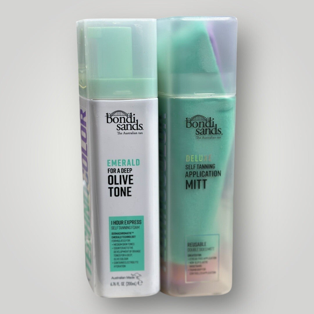 Bondi Sands Technocolor Emerald Self Tan Foam - 1 Hour Express, 6.76 Oz + Mitt