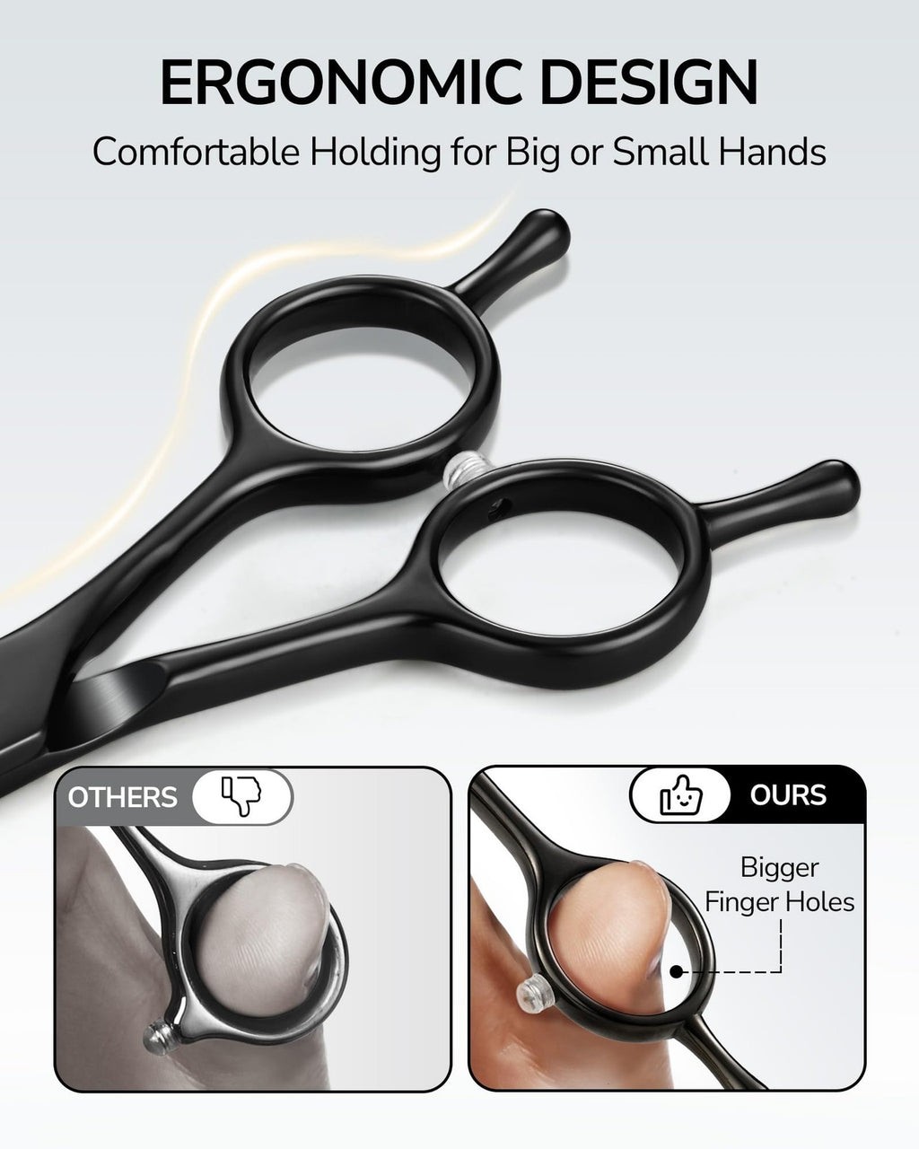 Professional Hair Thinning Shears 6.5 Inch - Black Stainless Steel