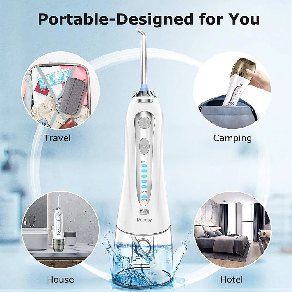 Cordless Water Flosser Dental Oral Irrigator - Rechargeable, 6 Tips, IPX7 Waterproof