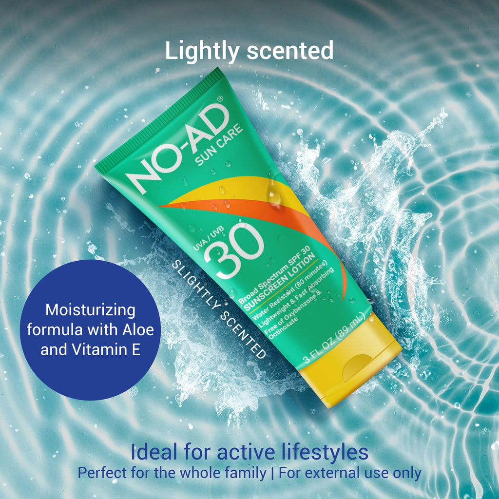 SPF 30 Sunscreen Lotion Broad Spectrum UVA/UVB Water-Resistant Pack of 3