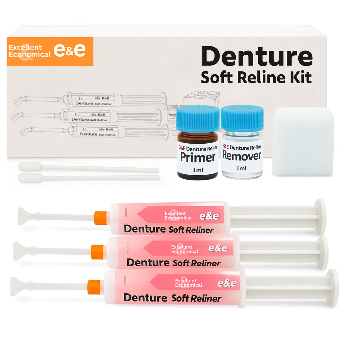 Denture Soft Reline Kit for Comfortable Fit - Long-Lasting Cushion, Easy Application