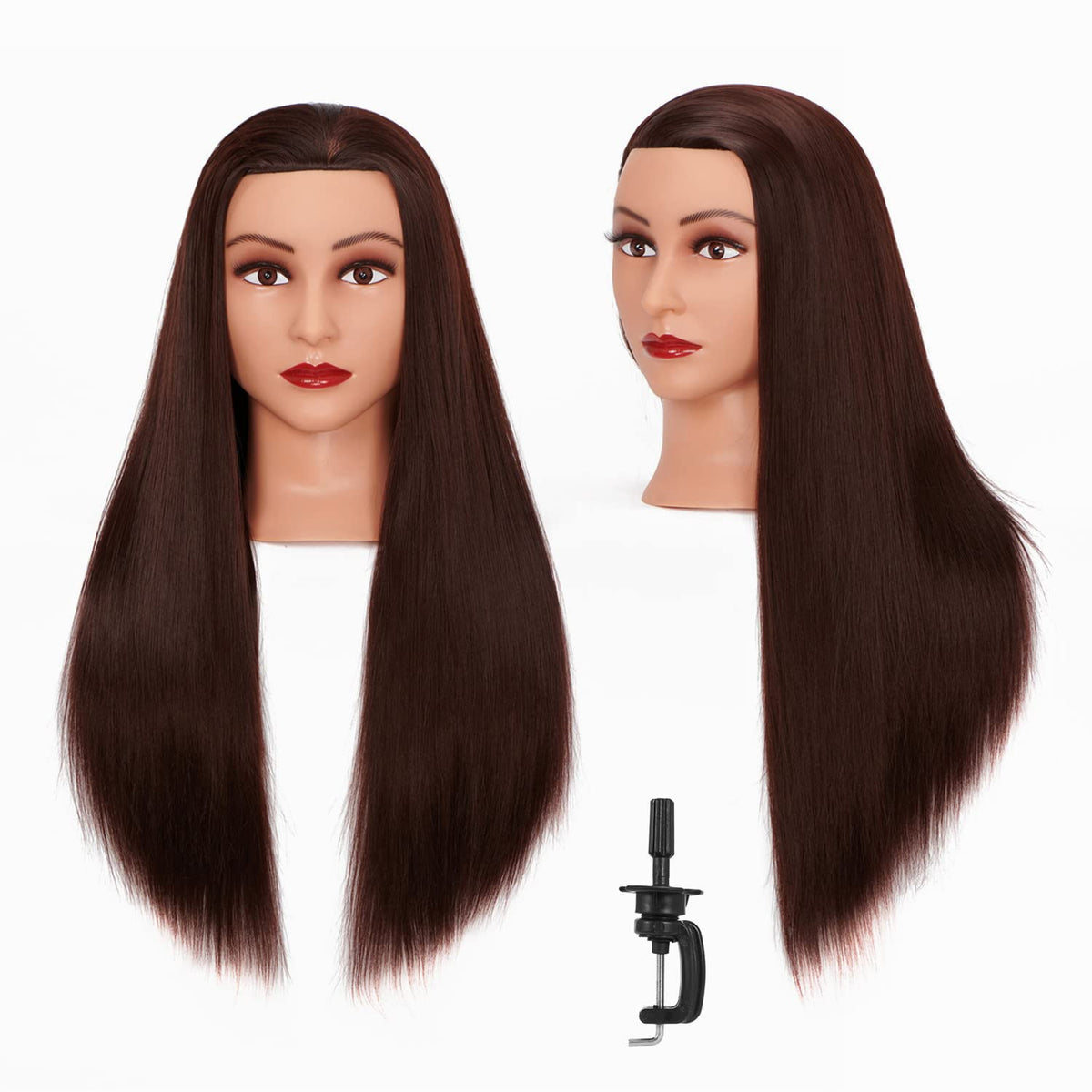 Cosmetology Mannequin Head for Hairdressing Training with Human Hair - 26-28 Inches