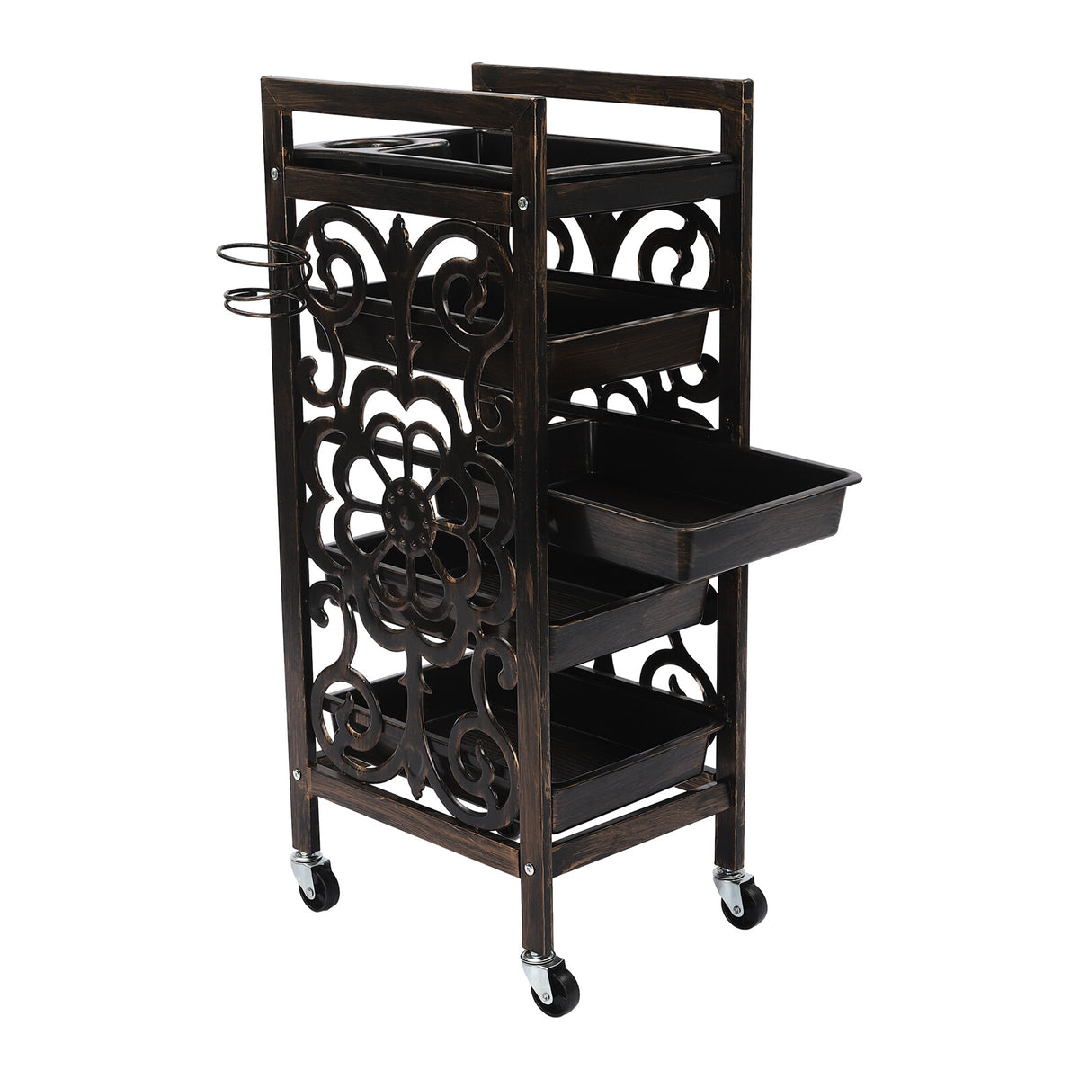Salon Rolling Storage Trolley with 5 Shelves & Vintage Design for Beauty Salon