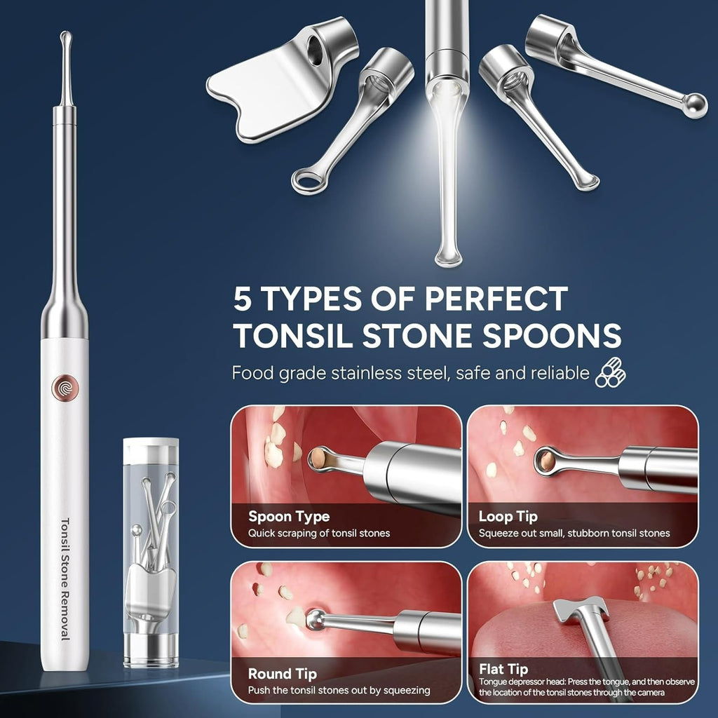 Visual Tonsil Stone Remover Kit with Camera and LED Light