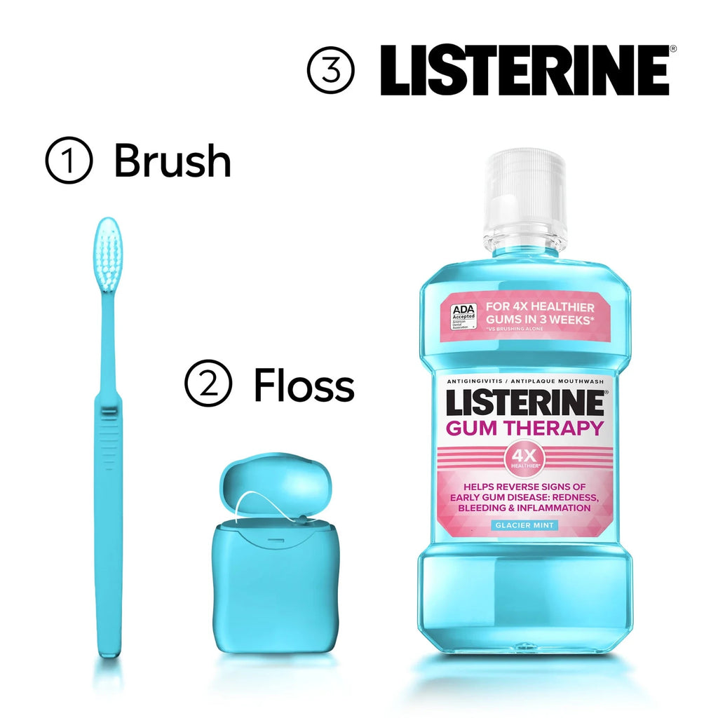 Gum Disease Mouthwash Glacier Mint 1L - Antigingivitis Oral Rinse for Gum Care