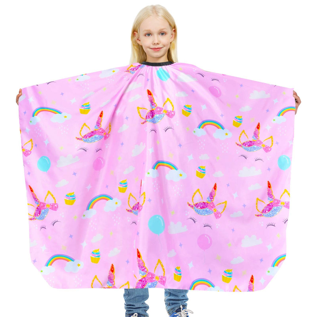 Kids Waterproof Haircut Cape with Unicorn Dino Print – Adjustable & Reusable