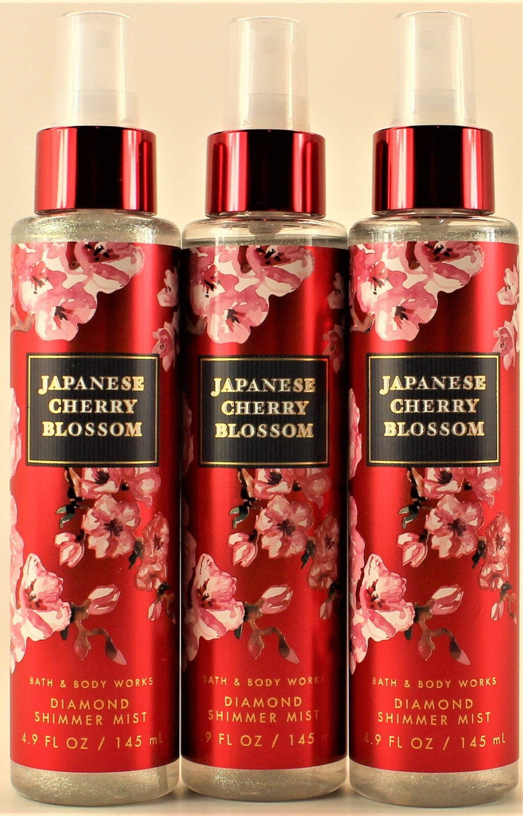 Bath & Body Works Japanese Cherry Blossom Diamond Shimmer Body Mist Set - 3 Bottles