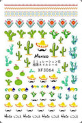 Nail Art Sticker Sheet Cactus Mexico Hot Mustache 3D Nail Decals XF3064