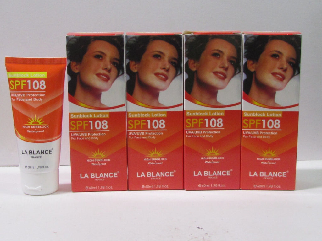 Sunblock Lotion SPF 108 for Face & Body - Waterproof, High Protection, Lot of 4