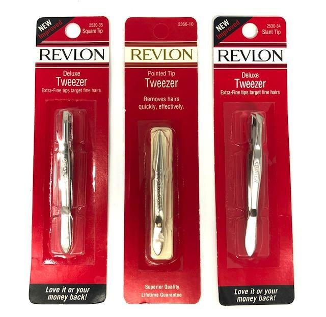 Deluxe Fine Tip Tweezers with Long Handles for Precision Hair Removal - Revlon