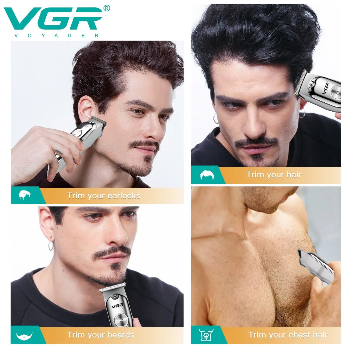 Professional Cordless Hair Trimmer with T-Blade and USB Charging