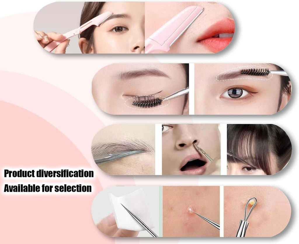 Professional Facial Hair Removal Tweezers Kit - Stainless Steel & Anti-Skid Coating