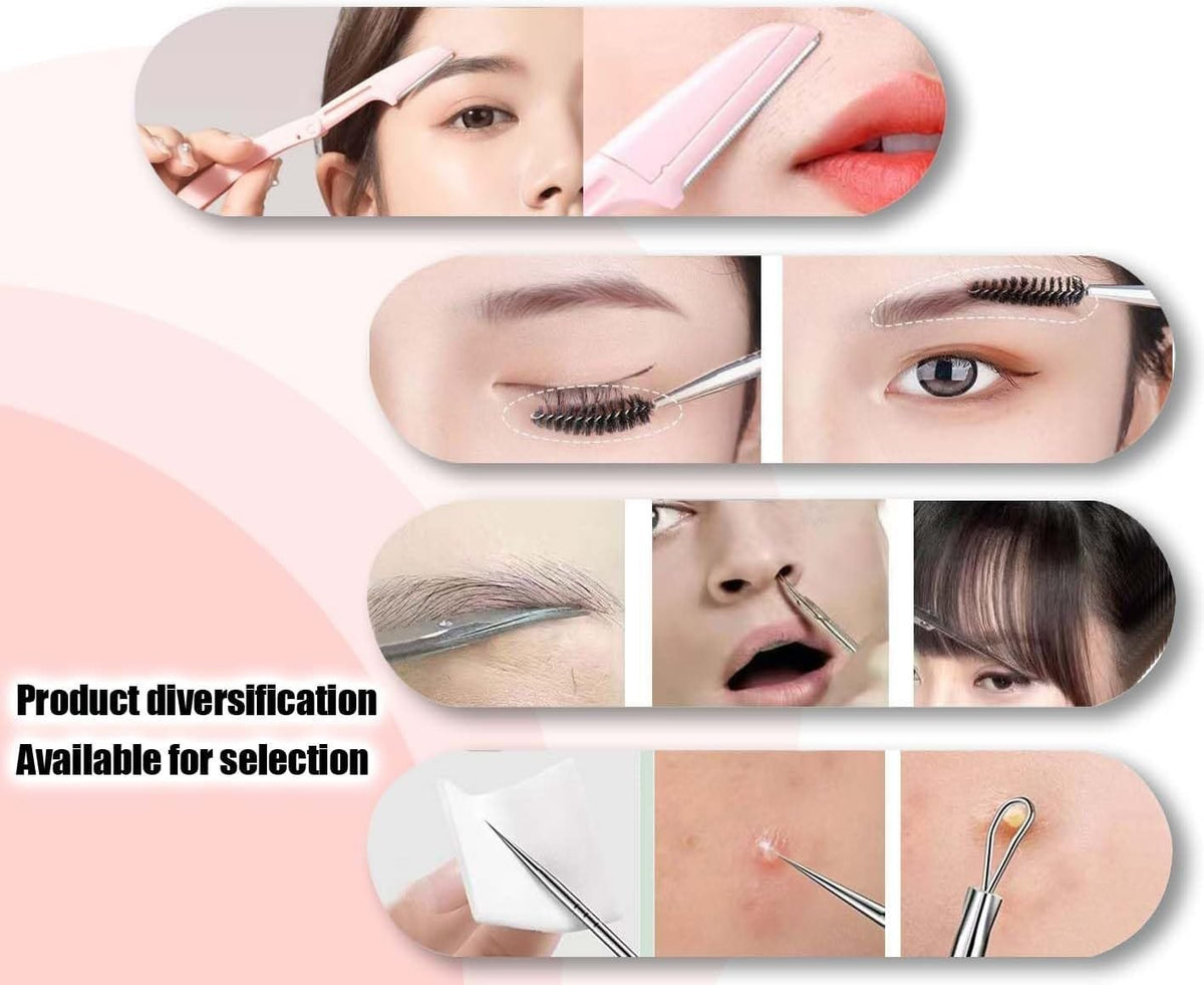 Professional Facial Hair Removal Tweezers Kit - Stainless Steel & Anti-Skid Coating