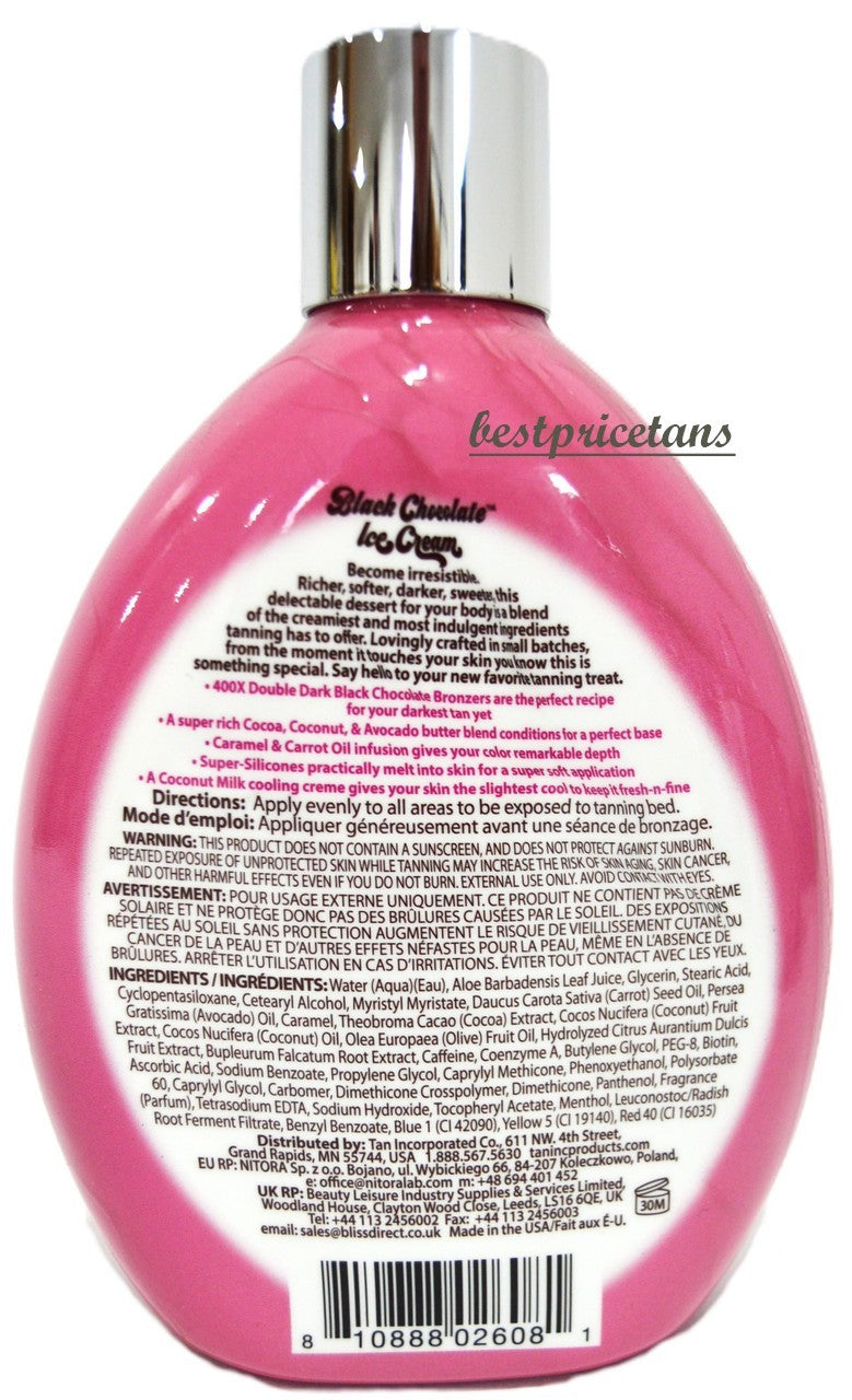 Double Dark Black Chocolate Tanning Lotion 13oz - 400X Bronzer for Deep Tan