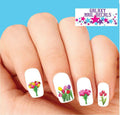 Colorful Tulip Waterslide Nail Decals - Set of 20 for Nail Art