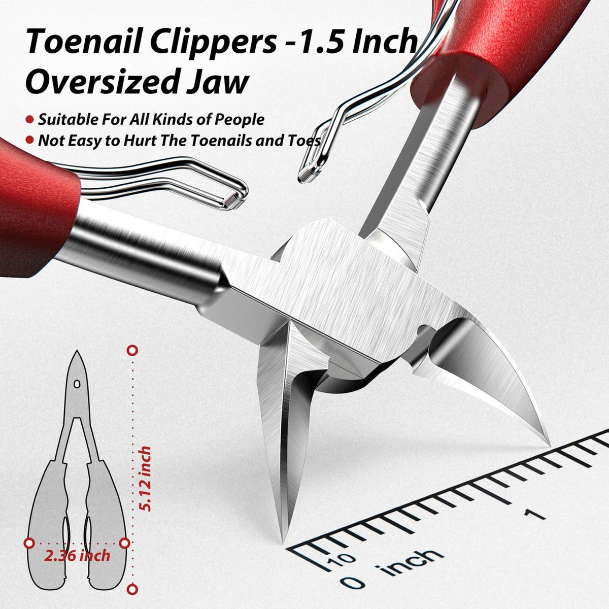 Heavy Duty Toenail Clippers for Thick & Ingrown Nails - Precision Nail Scissors