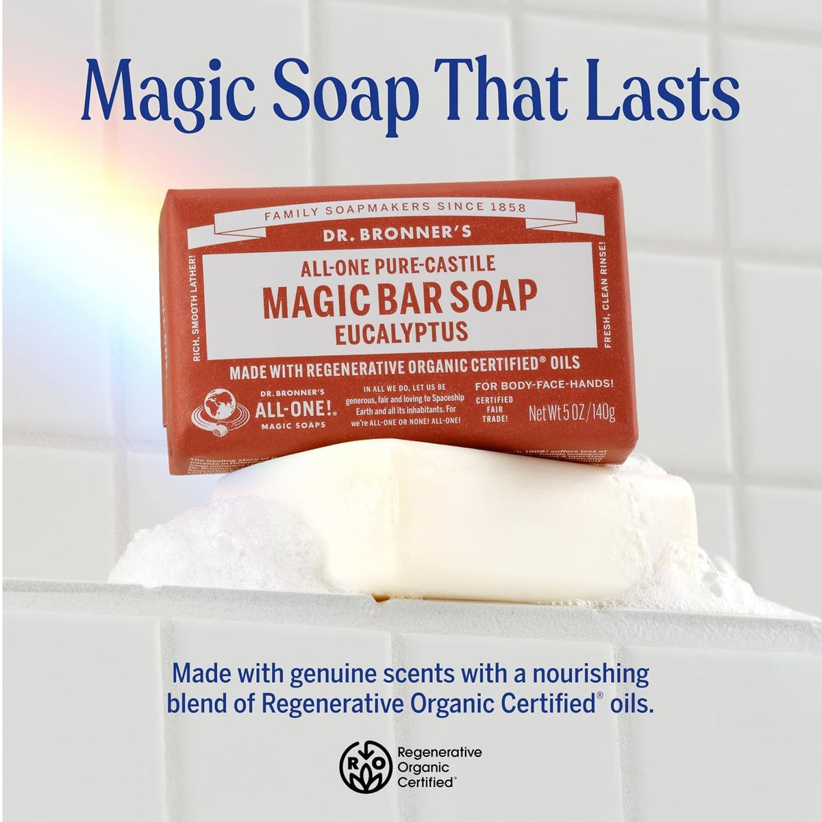 Pure Castile Bar Soap 6oz & 12 Pack Natural Vegan Organic Skin Care