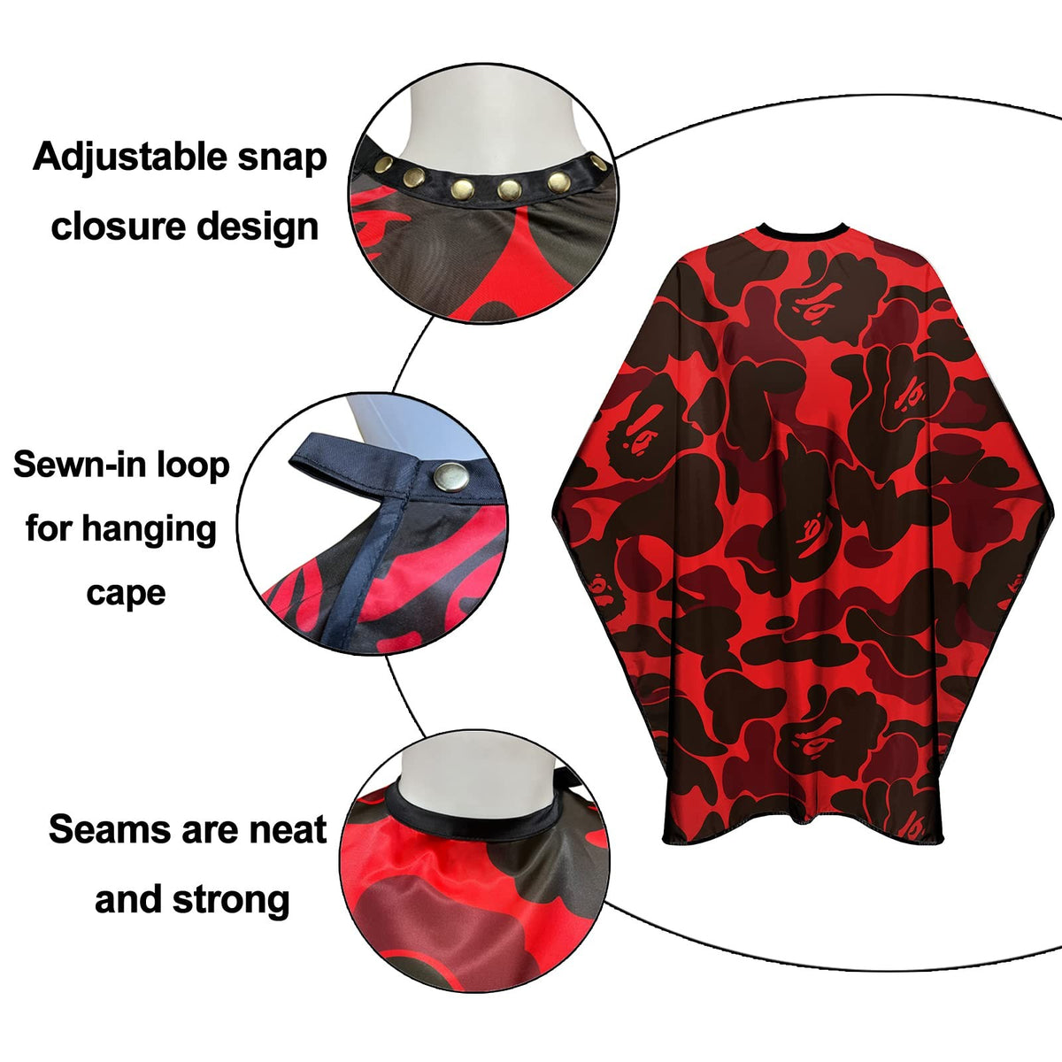Large Waterproof Barber Cape with Snap Closures - Full Coverage for Hair Cutting