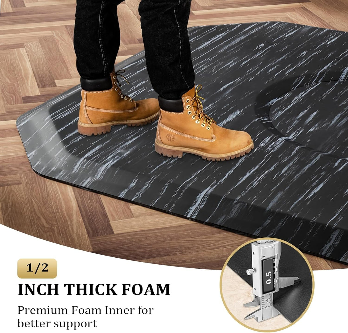 4x5 Ft Anti Fatigue Salon Floor Mat with Supportive Foam and Waterproof Surface