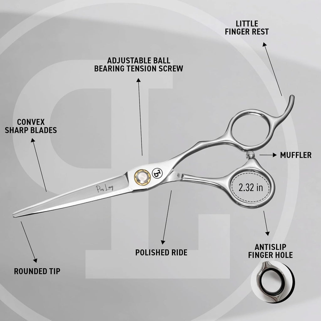 Professional Hair Cutting Scissors 6.5 inch - Premium Barber Shears for Stylists & Home Use