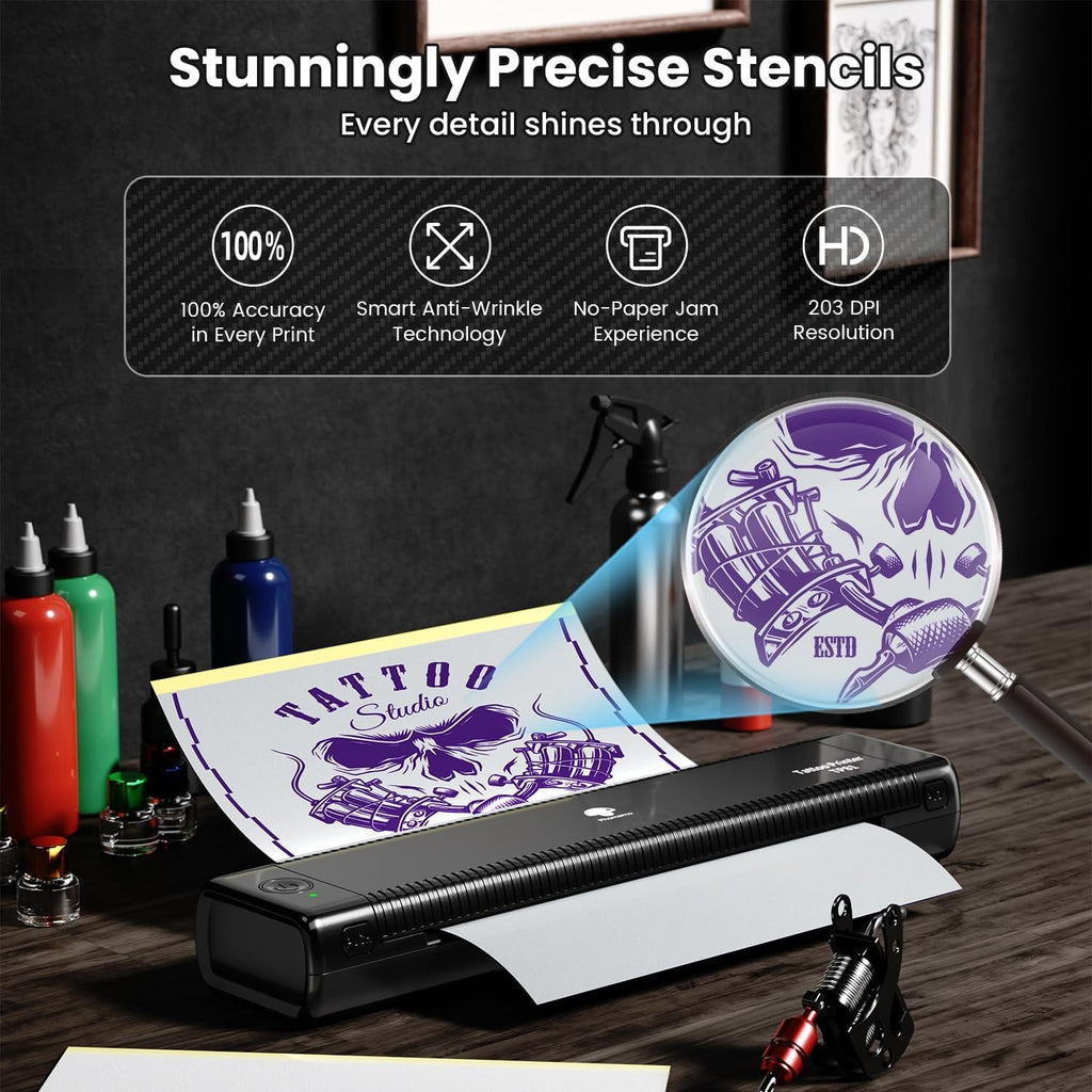 Tattoo Stencil Printer TP81 with 10 Papers — Bluetooth Tattoo Transfer Machine