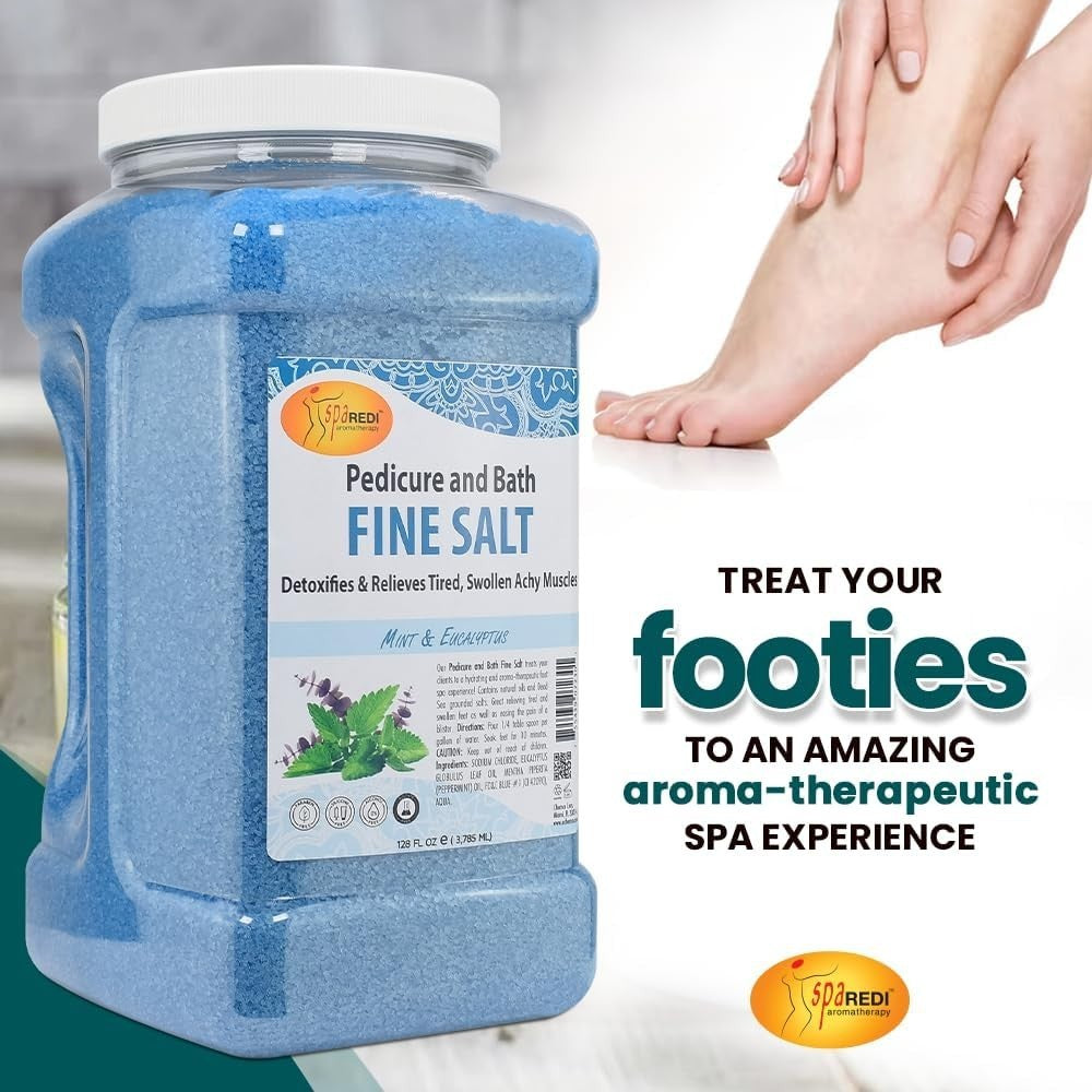 Spa Redi Mint & Eucalyptus Bath Salt for Pedicure & Relaxation 128oz