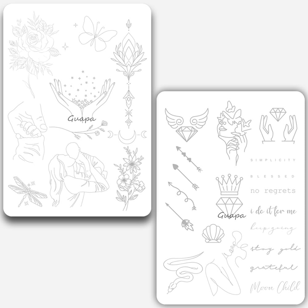 Tiny Tattoo Practice Skin – Double-Sided, Pre-Stenciled Fine Line, 1pc, Black