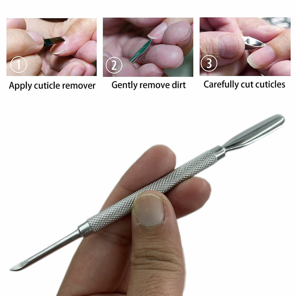 Stainless Steel Cuticle Pusher Remover Tool Set for Manicure Pedicure Nail Art