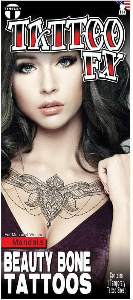Temporary Clavicle Tattoo - Realistic Mandala Bone FX