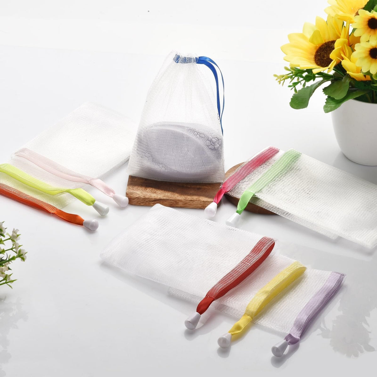 Mesh Soap Saver Bags 10 Pack Exfoliating Foam Net for Shower & Bath