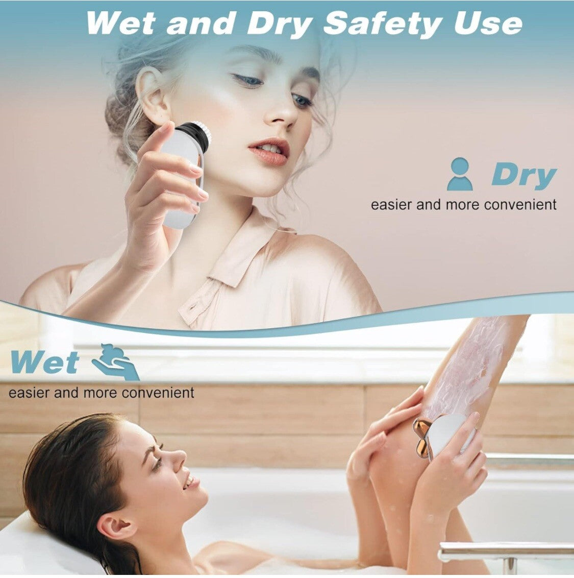 Women Waterproof Electric Bikini Hair Shaver Rechargeable Wet Dry Razor