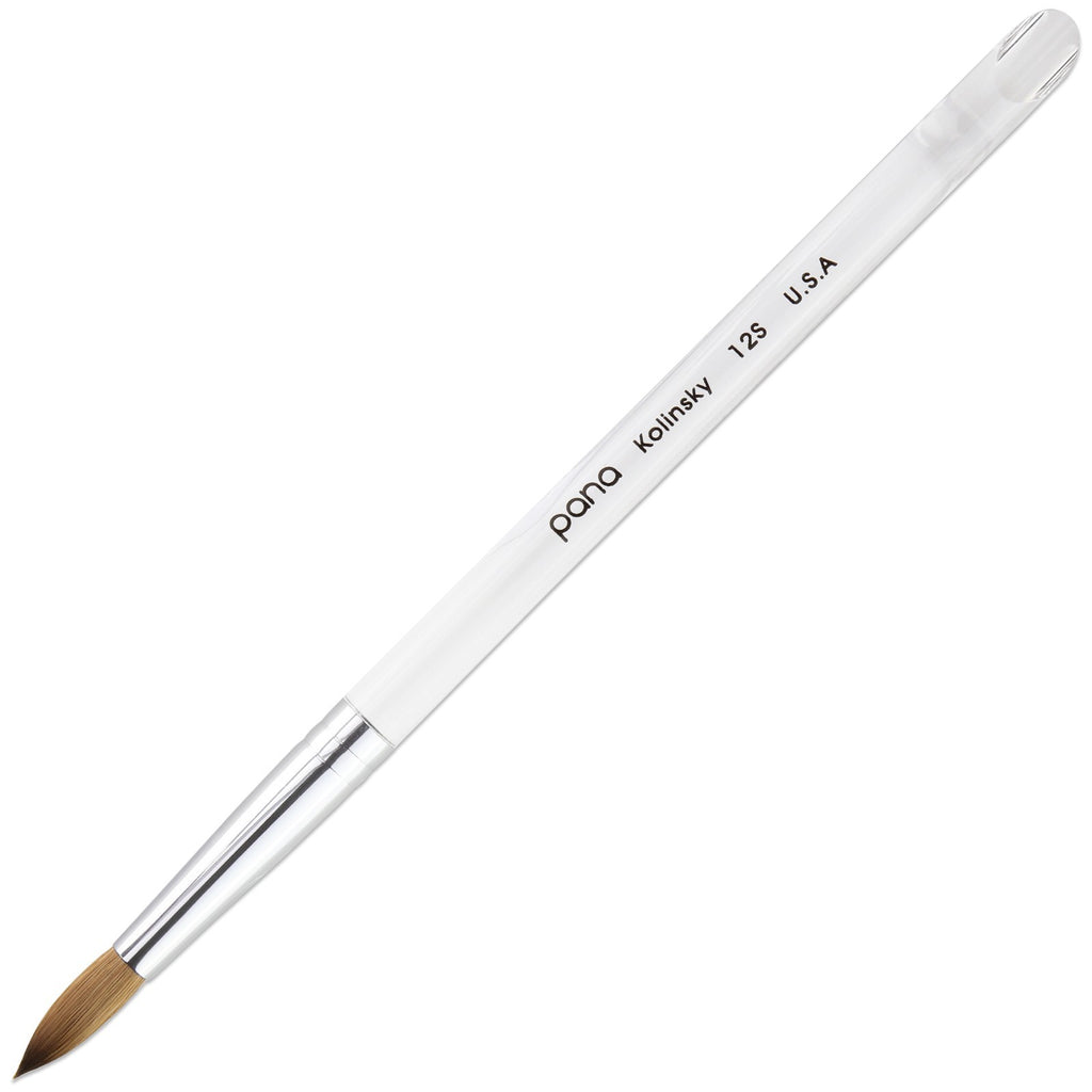 Professional Nail Art Brush with Round Acrylic Handle - Size 12, Kolinsky Hair