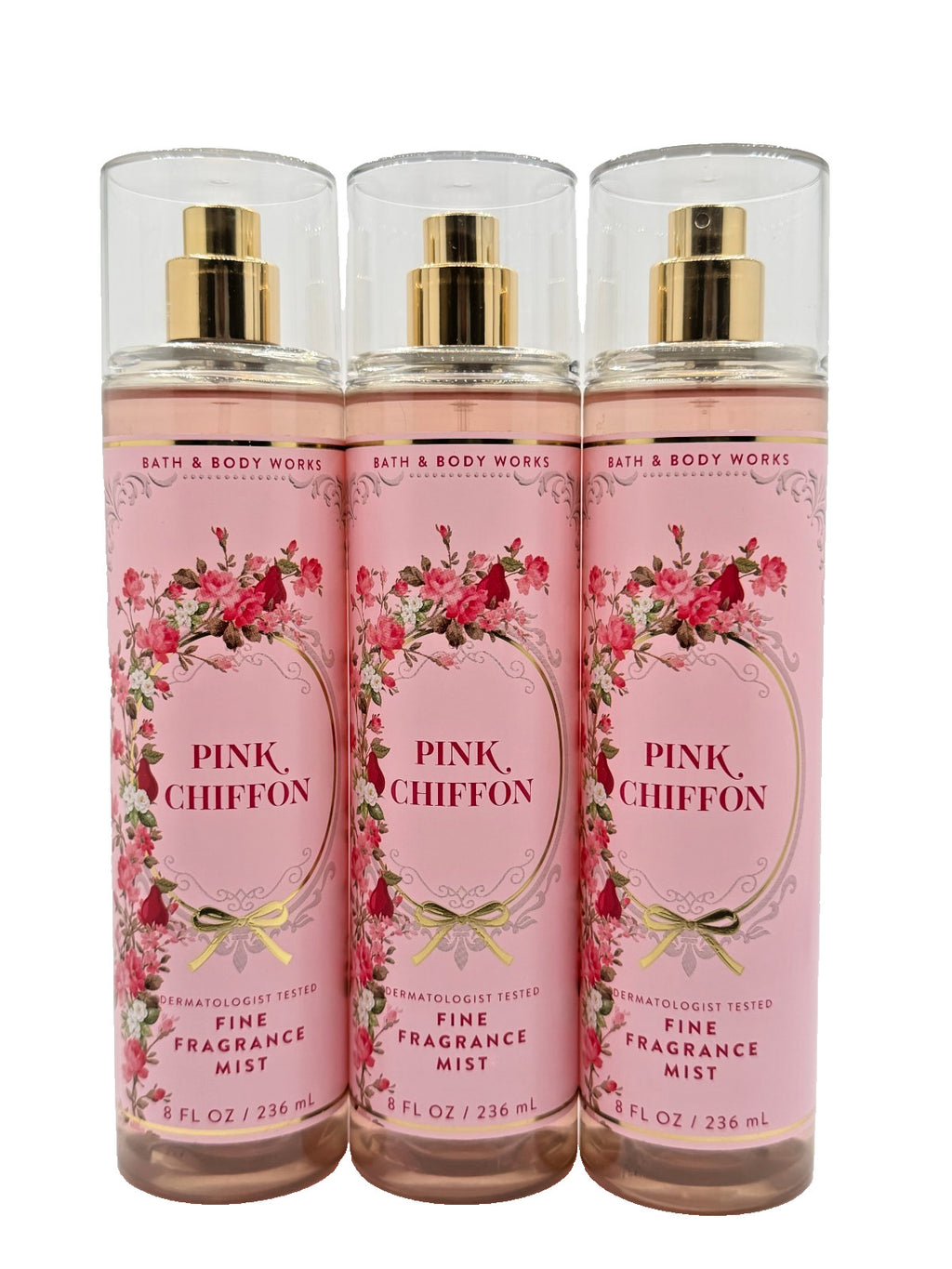 Bath & Body Works Pink Chiffon Fragrance Mist Set - 3 x 8 oz Body Sprays
