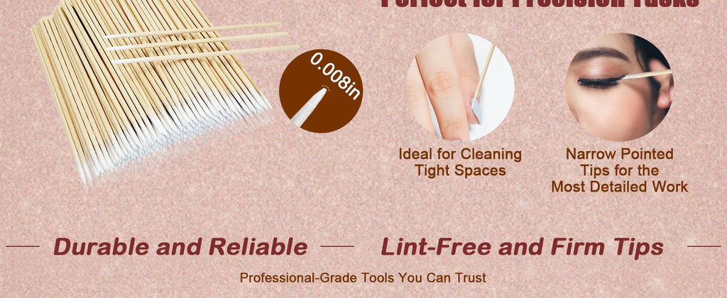 200PCS Pointed Cotton Swabs with Wooden Handles for Nail Art and Beauty