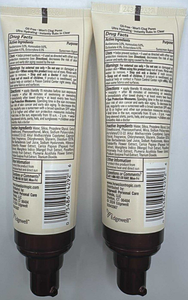 Hawaiian Tropic Sunscreen Lotion SPF 60+ 2 Pack 2.5 FL OZ Each Exp 11/27