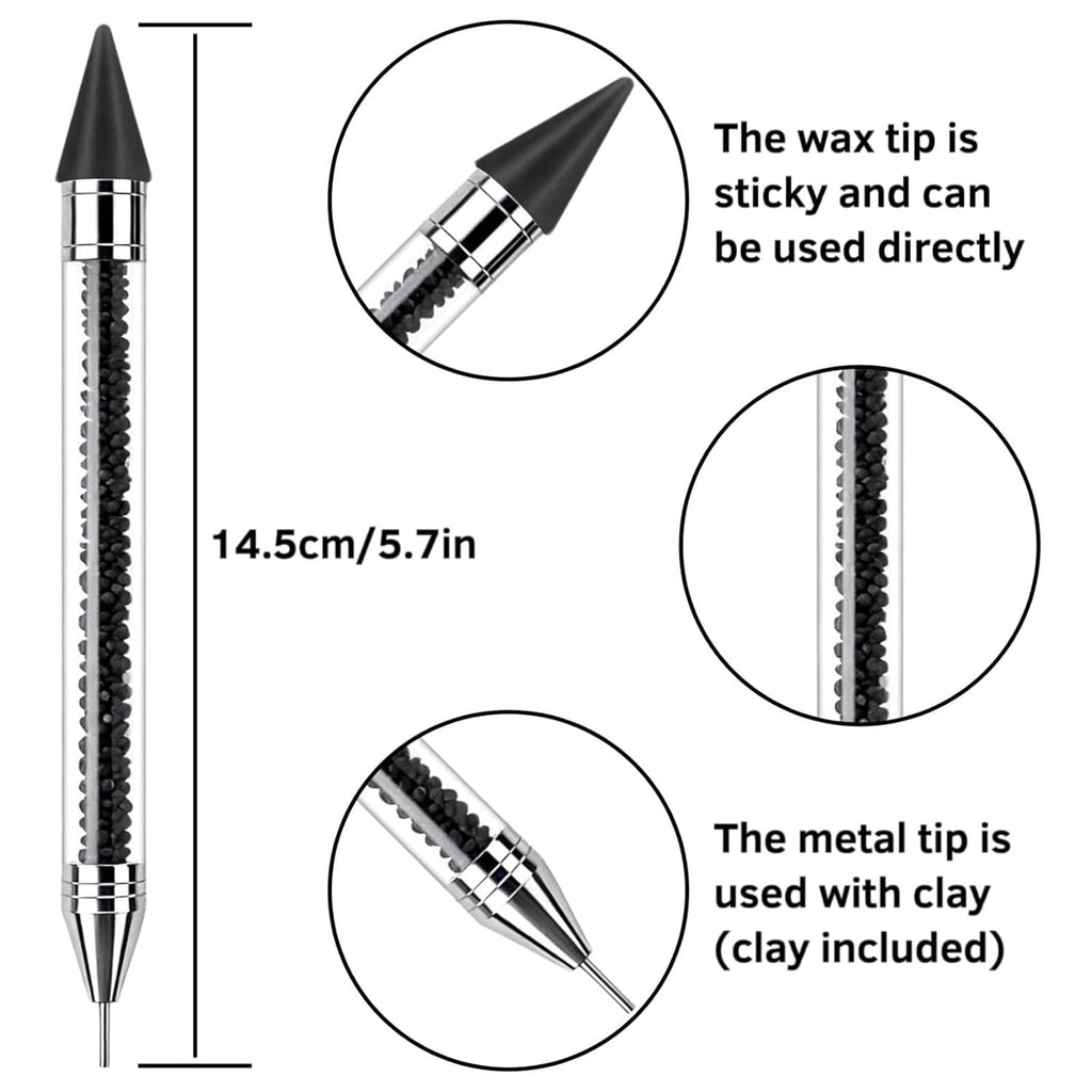Rhinestone Picker Tool Set - 2 Pack Bedazzling Pen with Tweezer & Wax for Gems & Crystals